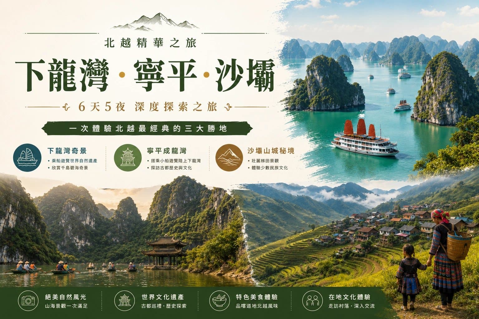 下龍灣寧平沙壩：北越精華六日深度探索之旅主視覺